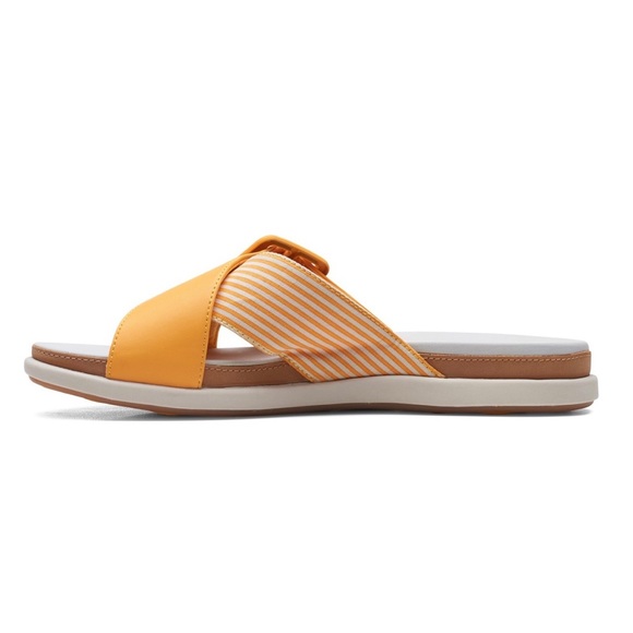 NIB Clarks Cloudsteppers 8W Wide Eliza April Comfort Slide Sandal Yellow - Picture 5 of 15